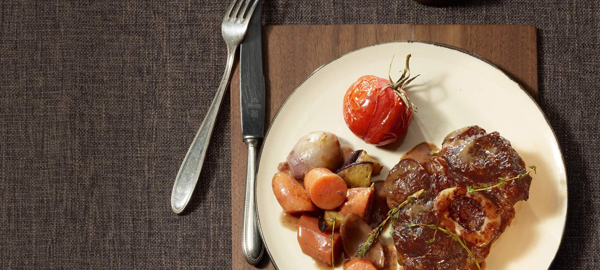 Ossobuco de boeuf accompagné d’une polenta au thym et au citron