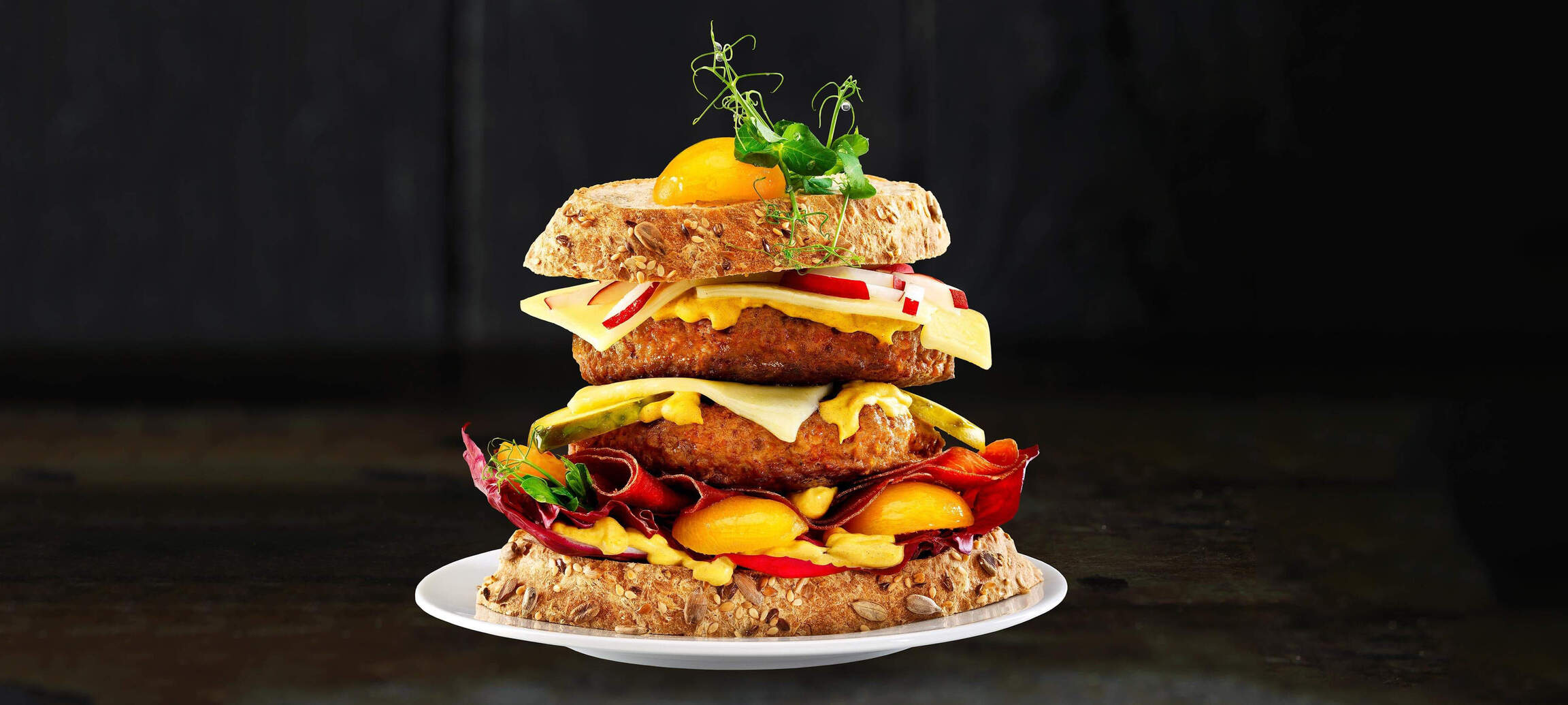 Hamburger double aux céréales complètes